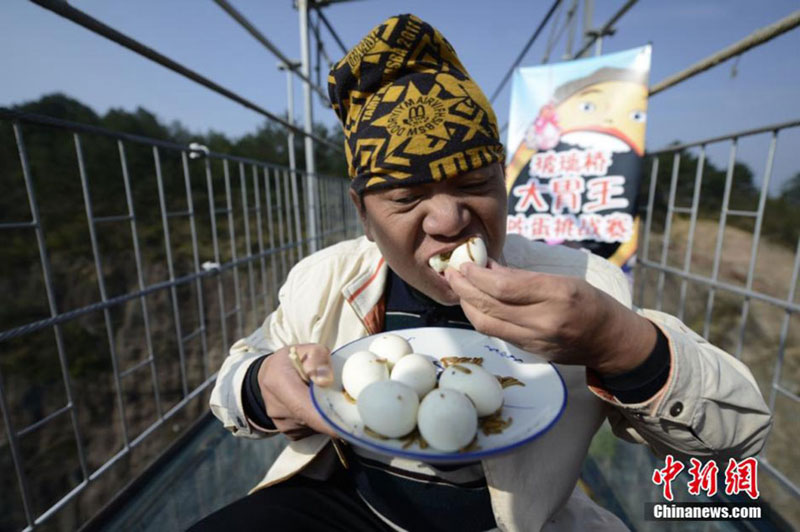 Competitive eater eats up 36 eggs with live worms in half an hour
