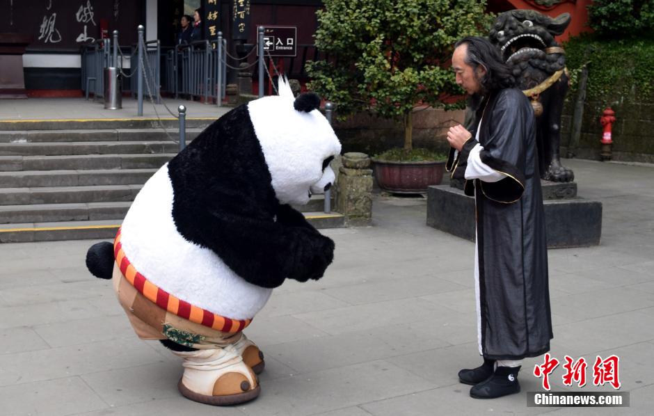 Kung Fu Panda Po visits his master in Qingcheng Mountains