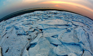 Rare scenery of frozen sea