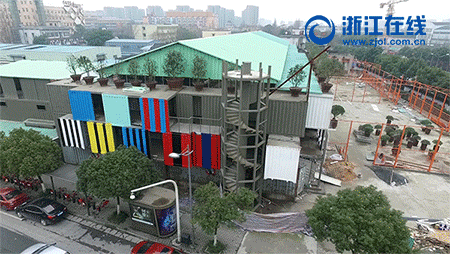 'Container stadium' built in Hangzhou 