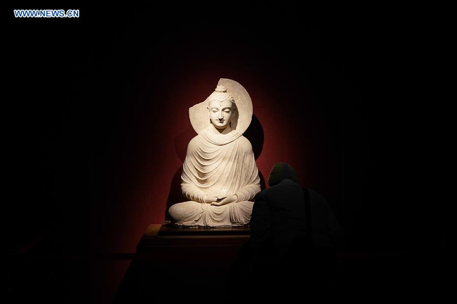 Buddhist sculptures displayed at Bao'en Temple Heritage Museum in E China 