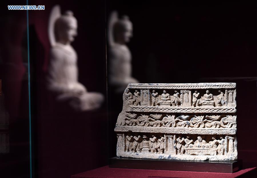 Buddhist sculptures displayed at Bao'en Temple Heritage Museum in E China 