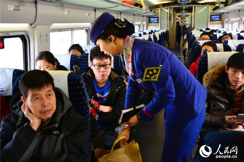 Bullet train crew for the Spring Festival travel rush