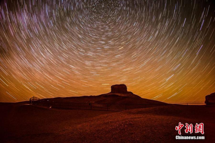 Magnificent star view in desert in Dunhuang
