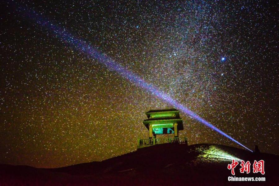 Magnificent star view in desert in Dunhuang