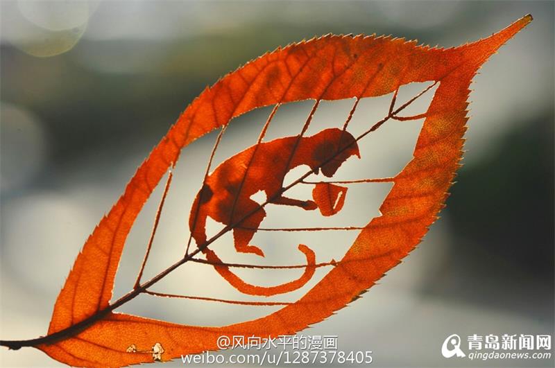 Arts teacher creates arts on leafs