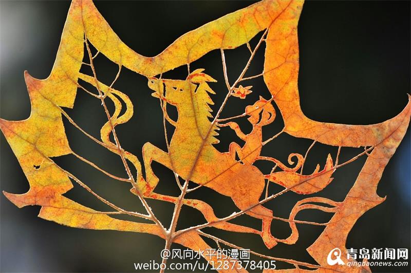 Arts teacher creates arts on leafs