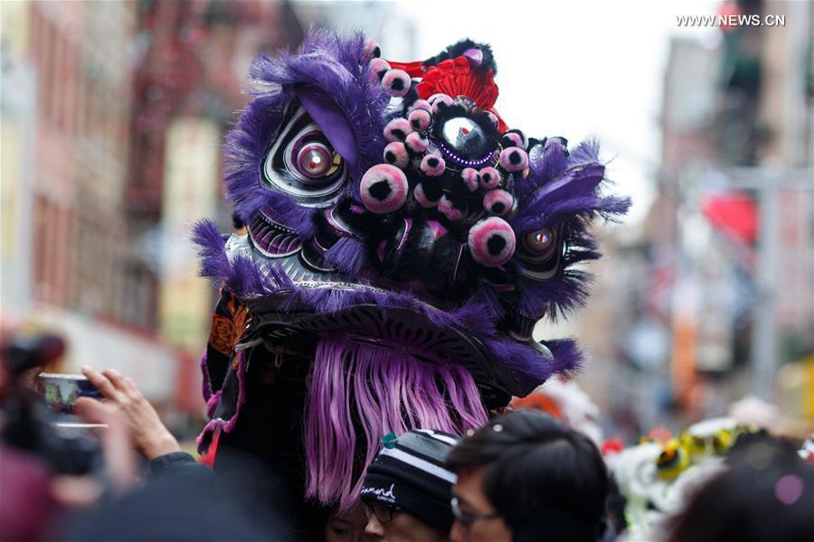 People celebrate Chinese Lunar New Year at Manhattan's Chinatown in New York