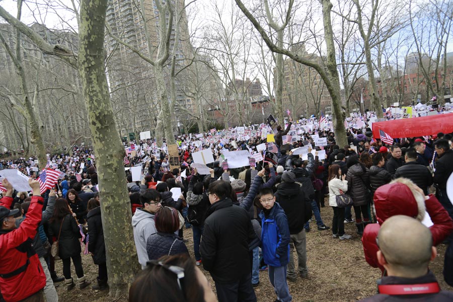 Tens of Thousands of Chinese Americans Protest Officer Peter Liang’s Conviction in New York City