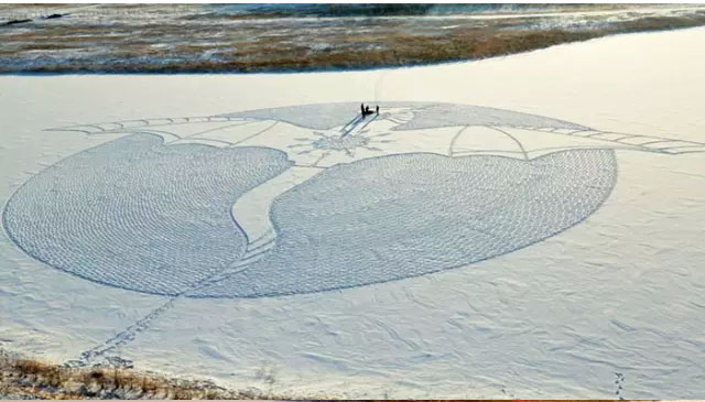 Gorgeous masterpiece created by walking in snow 