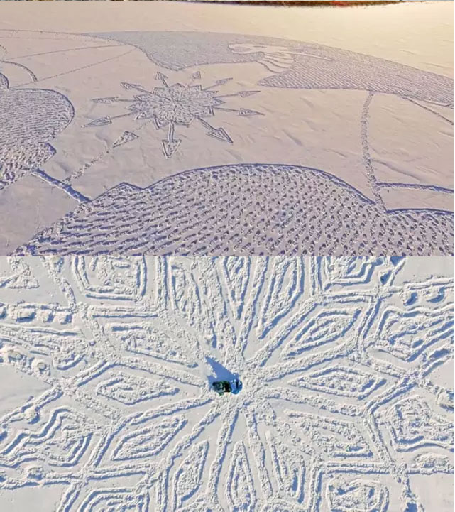 Gorgeous masterpiece created by walking in snow 