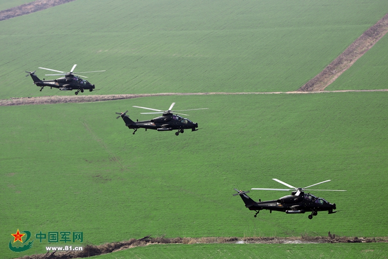 PLA Air Force conducts helicopter flight training