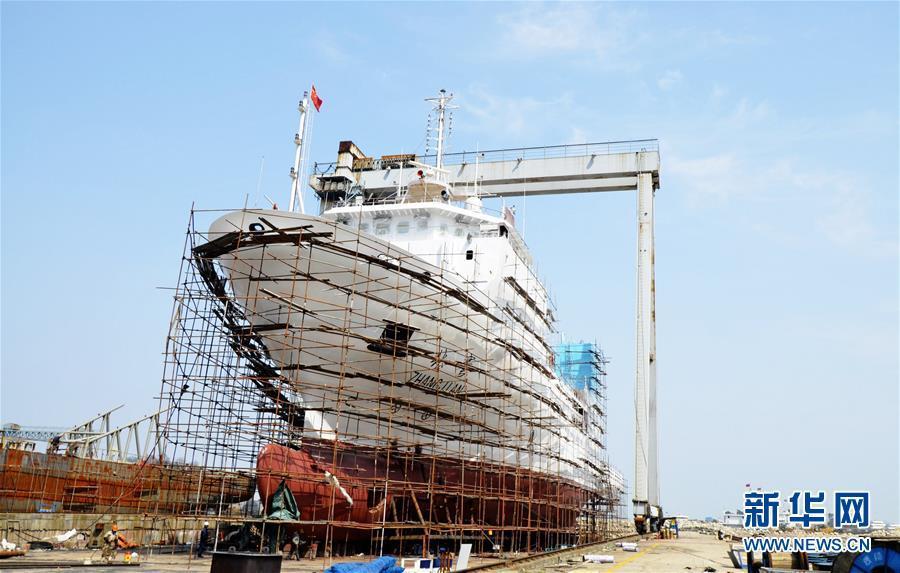 Construction of China's oceanographic research ship enters final stage