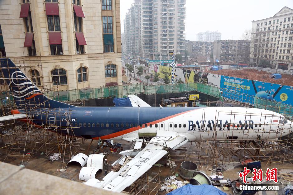 Boeing-737 'lands' in pedestrian street in C China