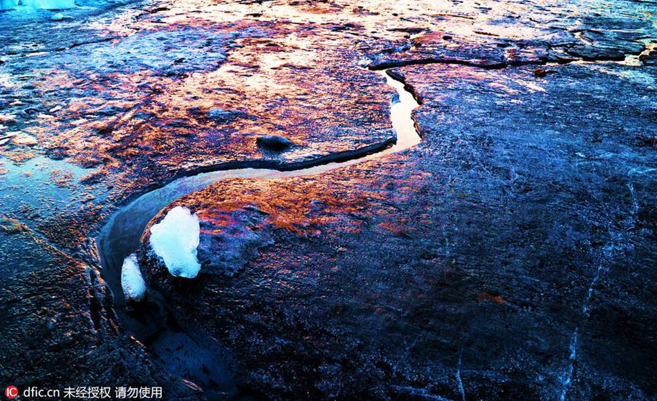 Beautiful remaining ice in NE China in early spring