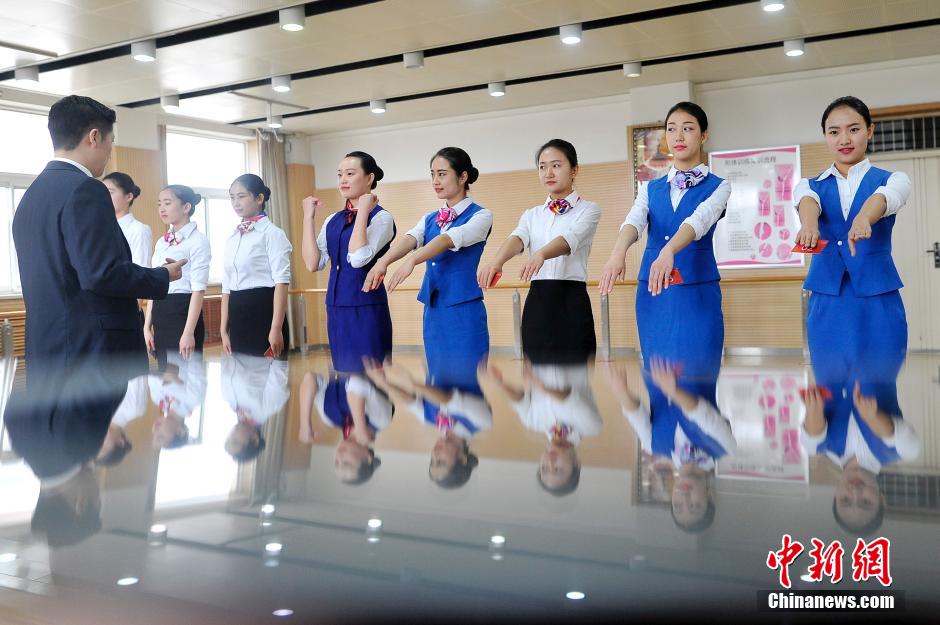 Beautiful university students compete to be stewardesses