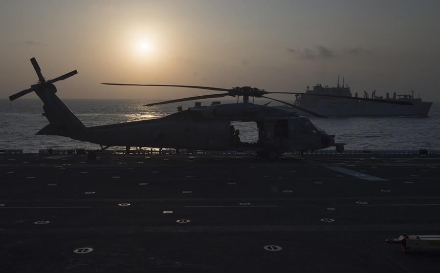 Amphibious assault ship USS Boxer patrols in South China Sea