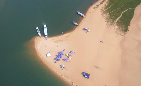Aerial view of Jade Belt Beach in Boao, China's Hainan