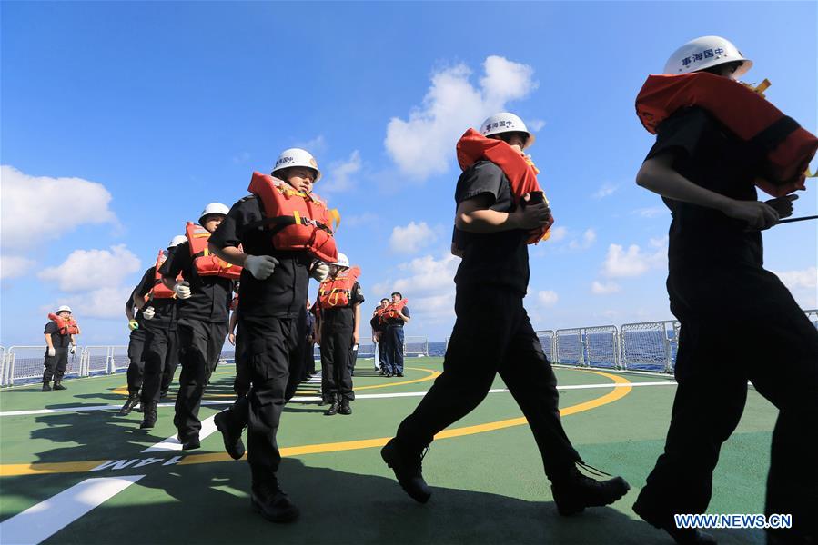 Rescue and fire drills held on China's patrol vessel Haixun 01