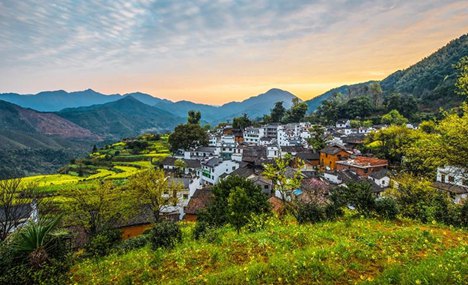Flowers in full bloom in ancient village in Jiangxi 