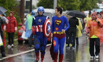 People dressed up for 10.8 km charity fun run