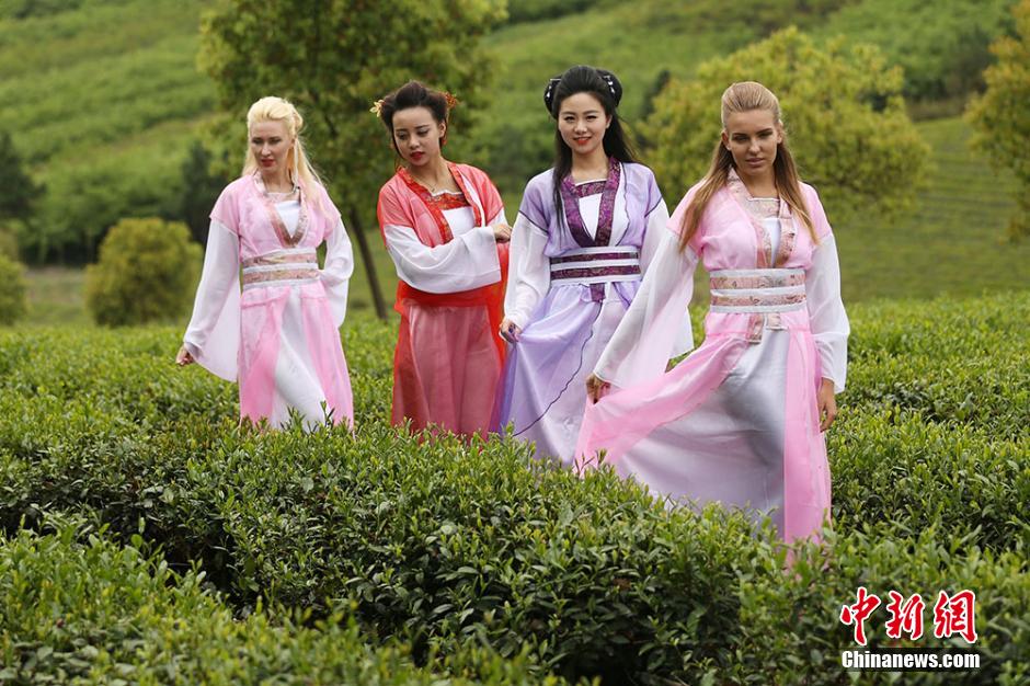 At tea garden: When eastern girls meet western beauties