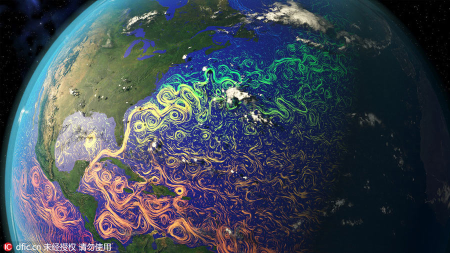 Stunning satellite images show temperature changes of the ocean current