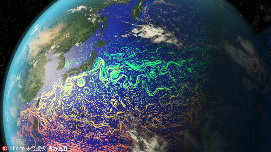 Stunning satellite images show temperature changes of the ocean current