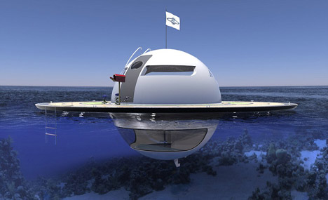 Futuristic UFO-shaped yacht