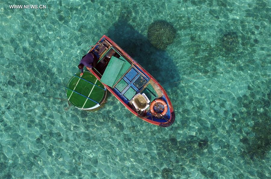 Daily lives of fishermen on Zhaoshu Island of Qilianyu Islands in south China