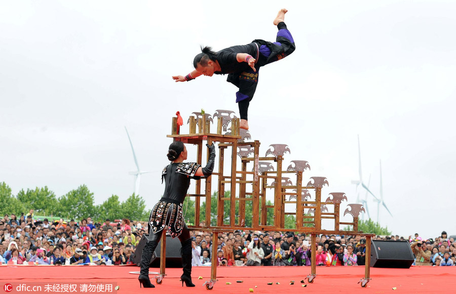 Miao people celebrate traditional festival in Guizhou