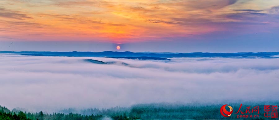 Magnificent sunrise in Greater Khingan Mountains