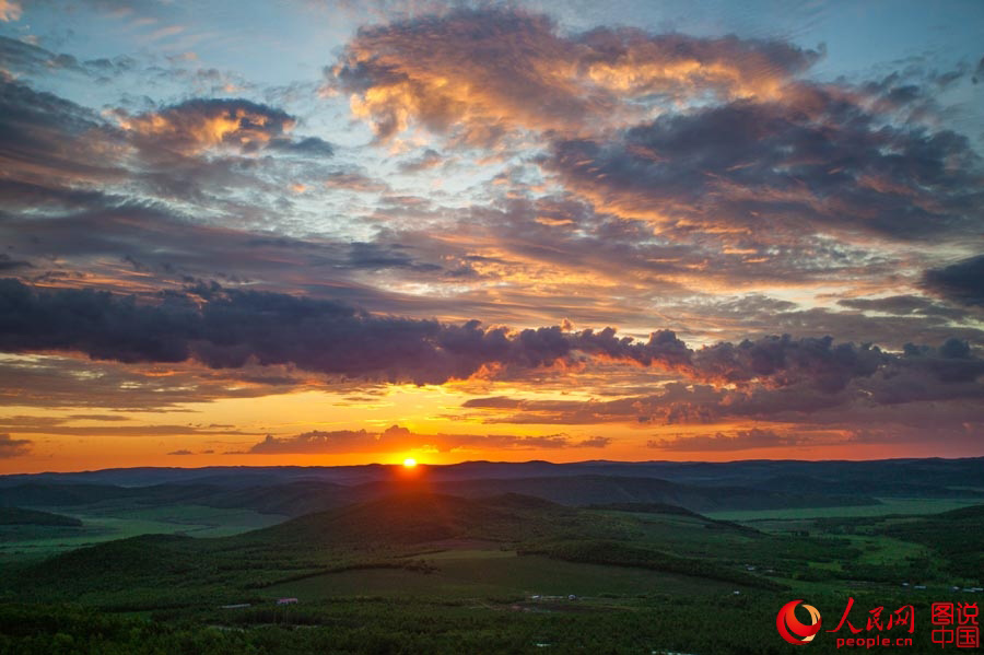 Magnificent sunrise in Greater Khingan Mountains