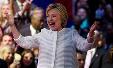 Triumphant Clinton claims victory as the first woman Democratic nominee