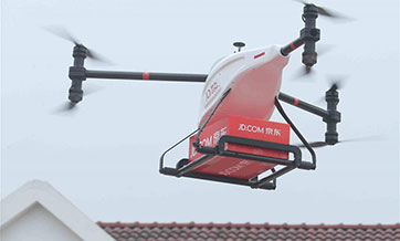 China's e-commerce trader JD.com trys to convey goods by drone