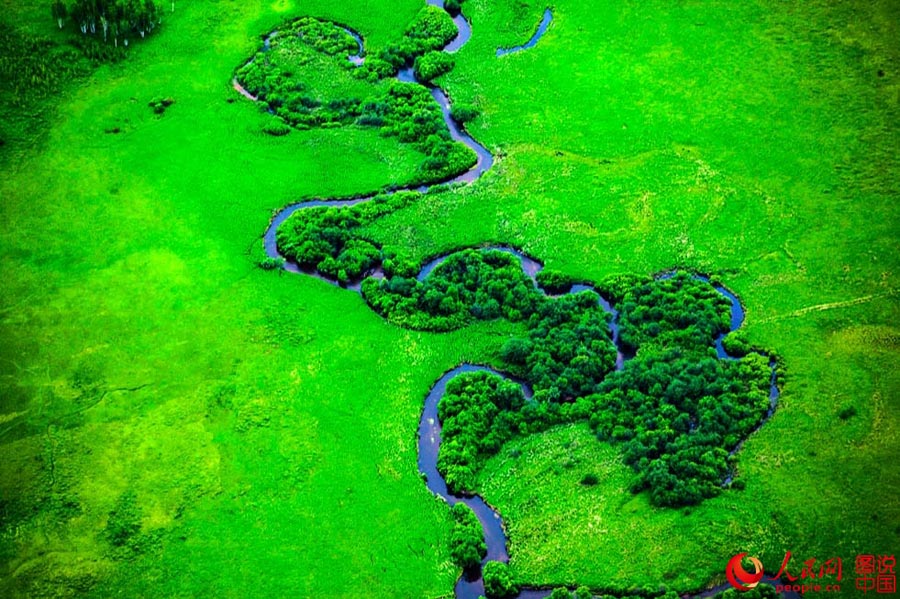 Aerial view of Great Khingan Mountains in early summer