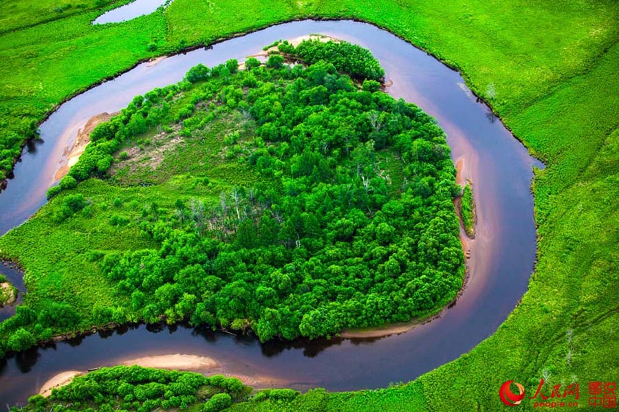 Aerial view of Great Khingan Mountains in early summer