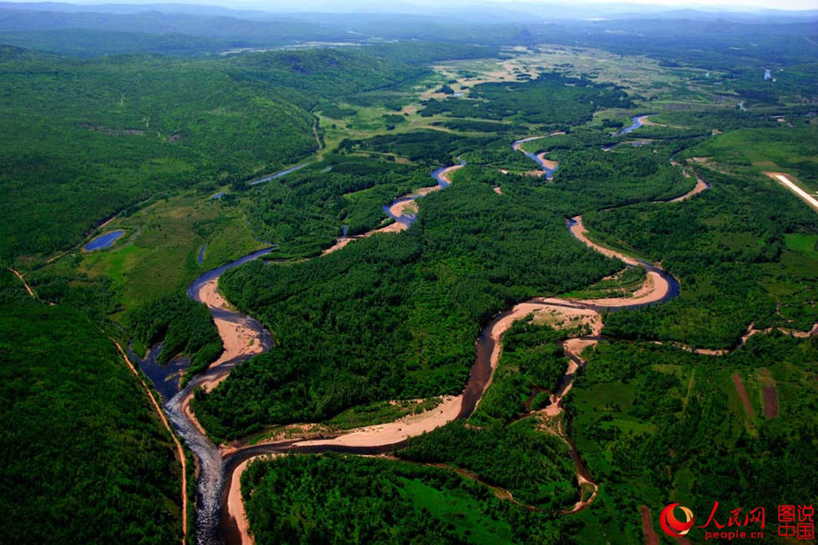 Aerial view of Great Khingan Mountains in early summer