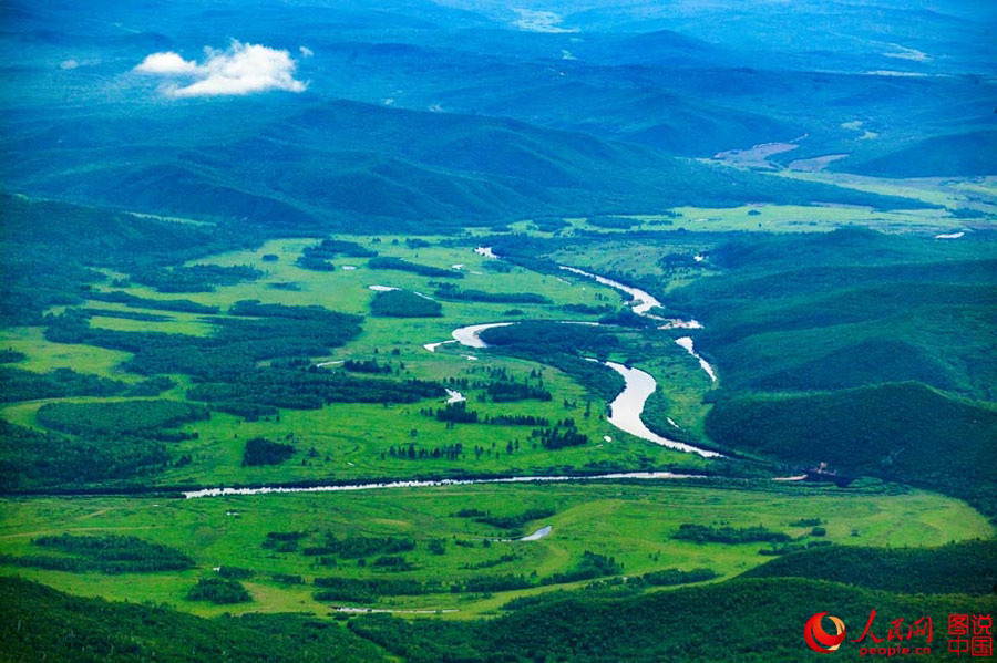 Aerial view of Great Khingan Mountains in early summer