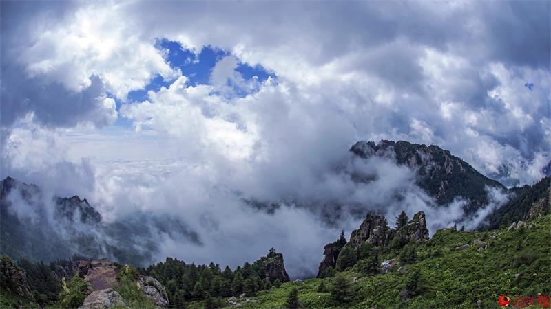 Luya Mountain shrouded in mist after a rain