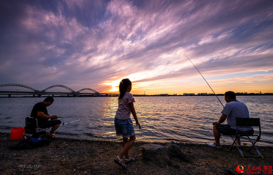 Splendid sunset over Songhuajiang River