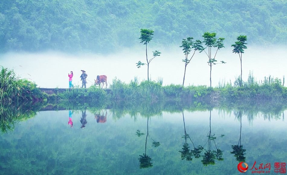 Xin'an River shrouded in mist before dawn