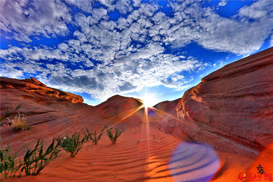 The intensely colorful sandstone ripples of Shaanxi's Danxia landform