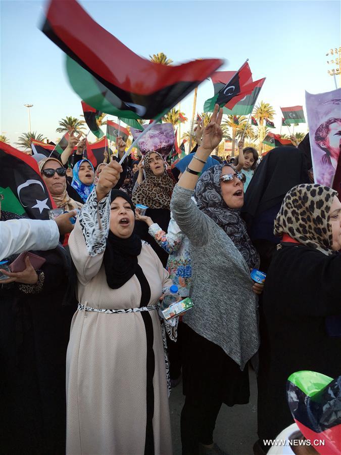 Libyans protest against French military intervention in Tripoli