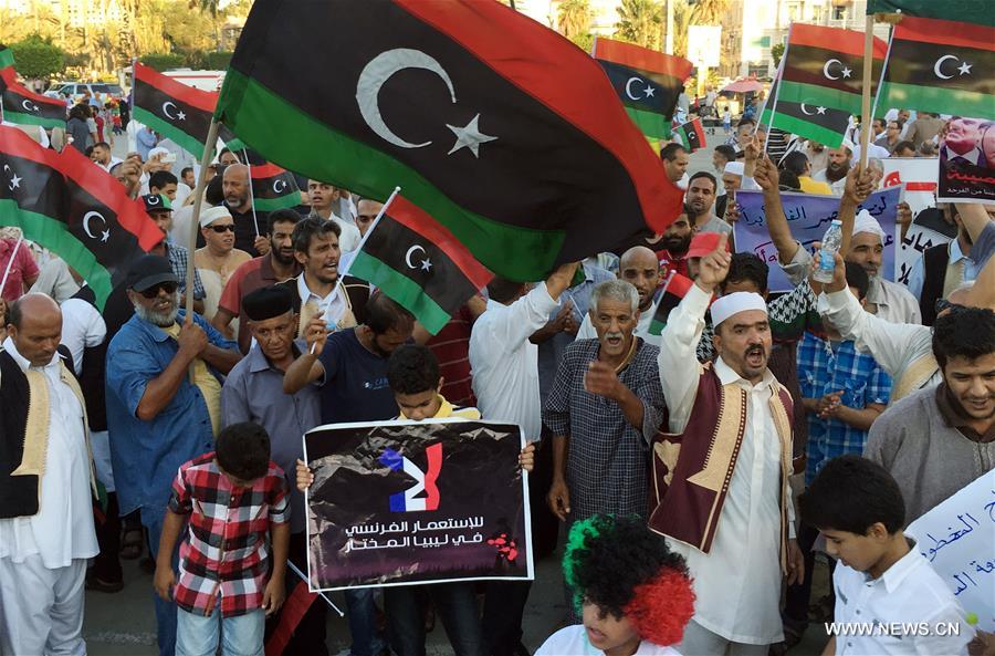 Libyans protest against French military intervention in Tripoli