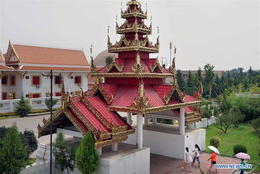 People visit Myanmar style shrine in C China's Henan