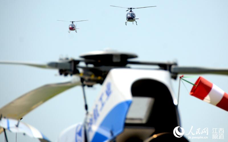 Chinese-made helicopters fly into the sky