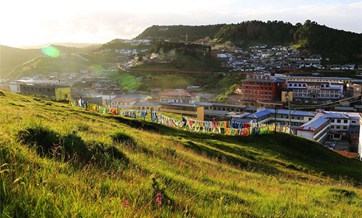 Picturesque Tibetan village in NW China