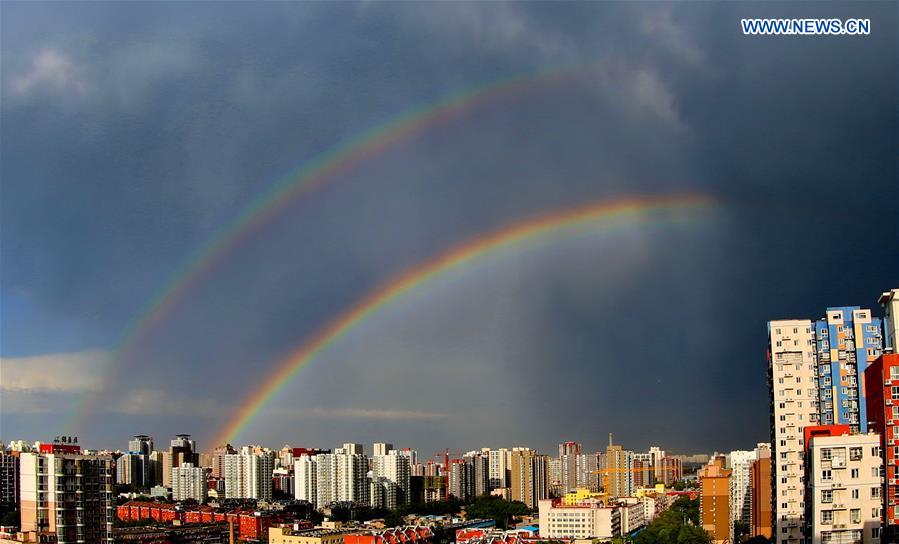 Double rainbow brightens sky over Beijing