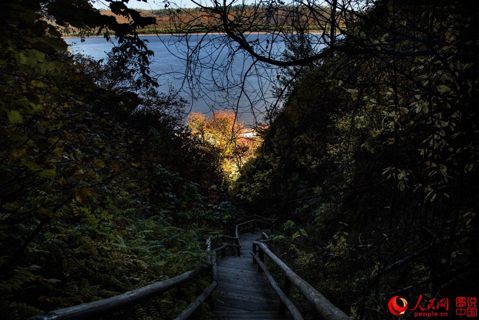 Magnificent autumn scenery of Huma River in northeast China